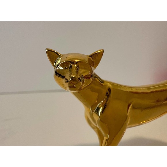 THE FRANKLIN MINT curio cabinet cats collection "Art Deco" Brass Cat -VINTAGE - Picture 2 of 9